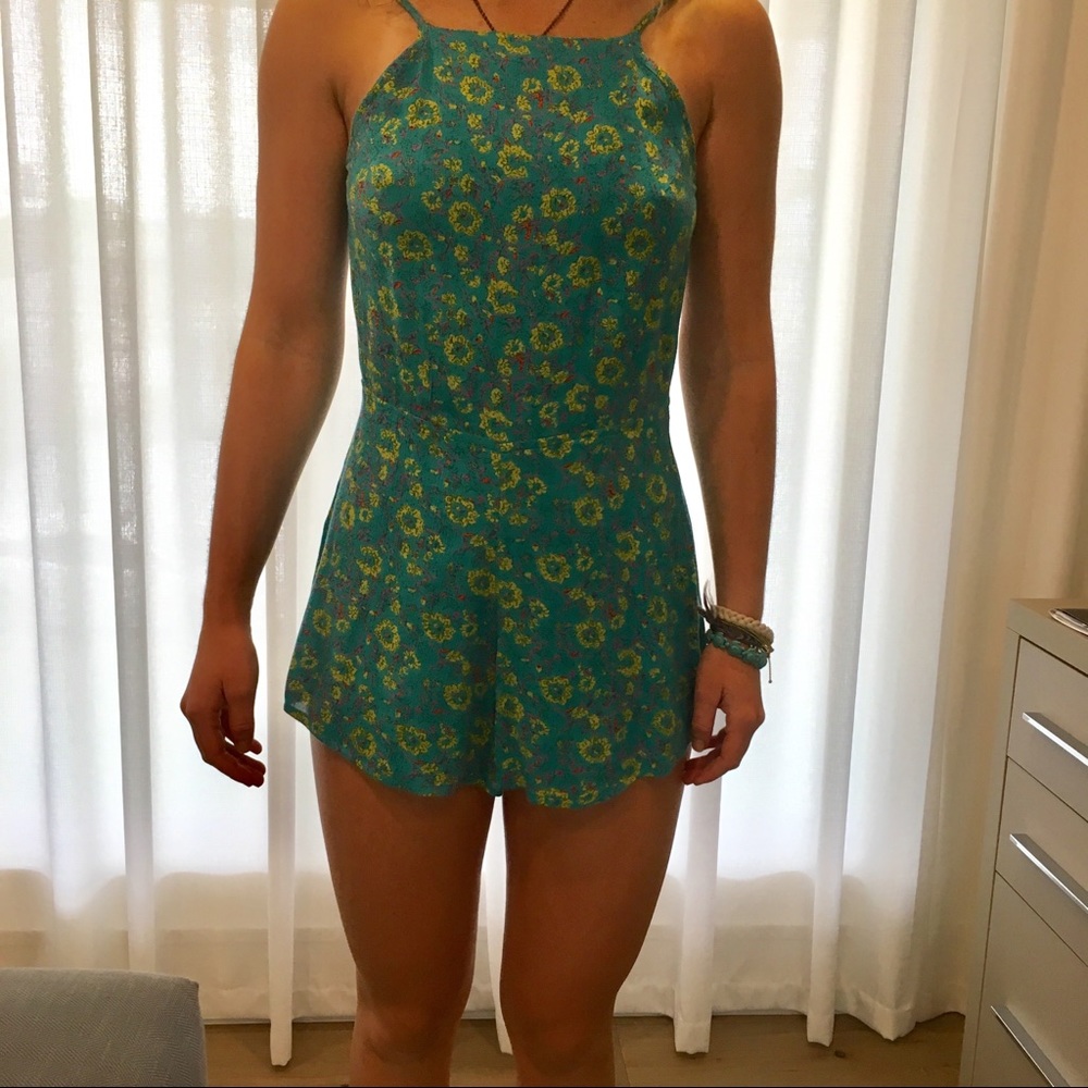Billabong floral backless romper/playsuit